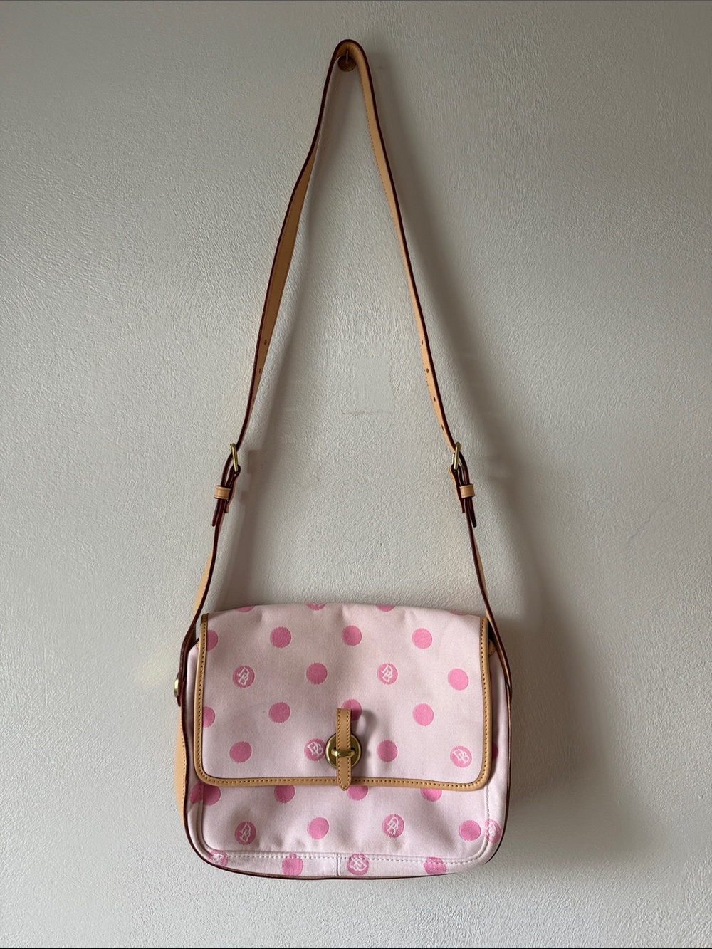 Dooney & Bourke Pink Polka Dot Crossbody Shoulder Bag